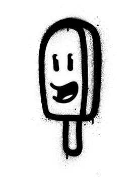 Graffiti funny ice cream sprayed in black over white Stock-Illustration