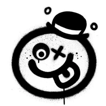Graffiti funny icon character sprayed in black over white Stock Illustration