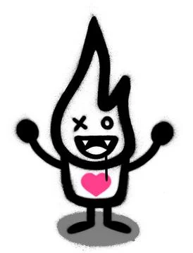 Graffiti funny sprayed character over white Stock Illustration