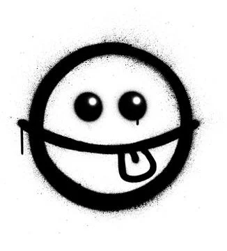 Graffiti funny sprayed emoticon in black over white Stock-Illustration