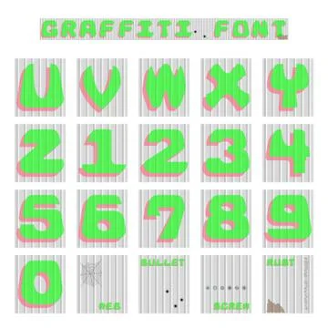 Graffiti on galvanized sheet U to Z and numbers Stock Illustration