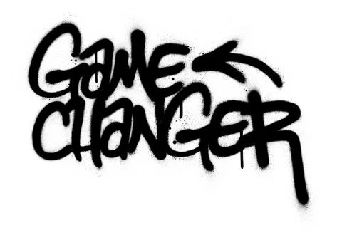 Graffiti game changer text sprayed in black over white Stock Illustration