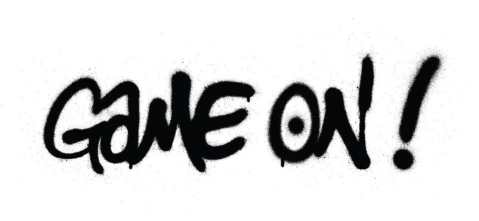 Graffiti game on text sprayed in black over white Stock Illustration