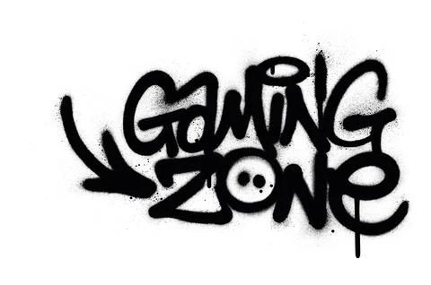 Graffiti gaming zone text sprayed in black over white Illustrazione stock