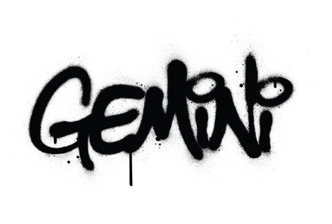 Graffiti gemini word sprayed in black over white Stock Illustration