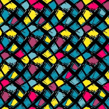Graffiti on a geometric background seamless pattern Stock Illustration