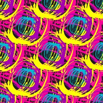 Graffiti on a geometric background seamless pattern Illustrazione stock