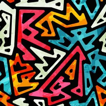 Graffiti geometric seamless pattern Stock Illustration