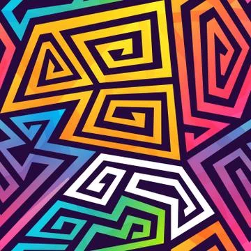 Graffiti geometric seamless pattern Stock Illustration