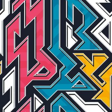 Graffiti geometric seamless pattern Stock Illustration