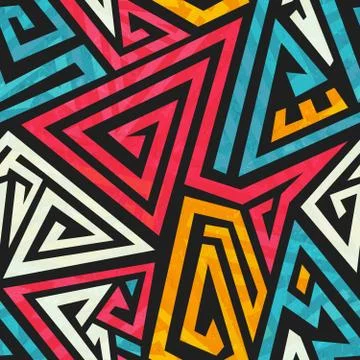Graffiti geometric seamless pattern Illustrazione stock