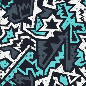 Graffiti geometric seamless pattern Stock Illustration