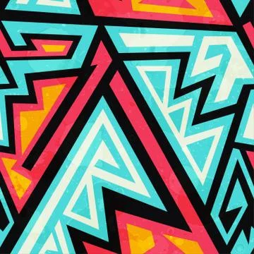 Graffiti geometric seamless pattern Stock Illustration