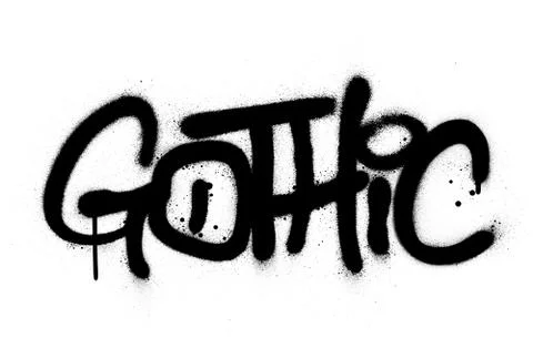 Graffiti gothic word sprayed in black over white Illustrazione stock