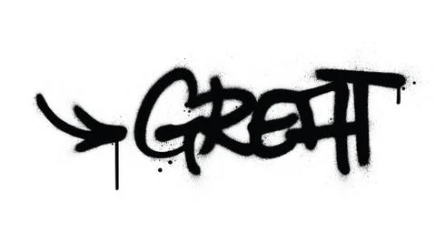 Graffiti great word sprayed in black over white Stock Illustration