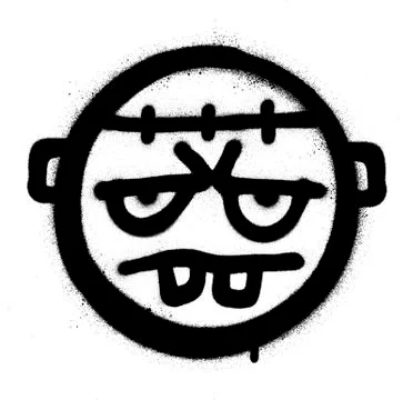 Graffiti grumpy monster icon in black over white Stock Illustration