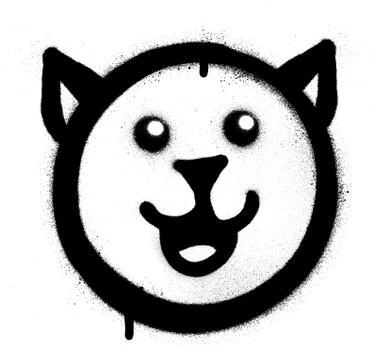 Graffiti happy cat sprayed in black over white Stock Illustration