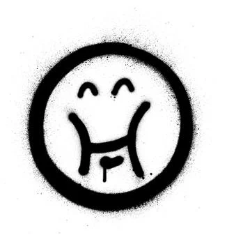 Graffiti happy fat icon sprayed in black over white Stock Illustration