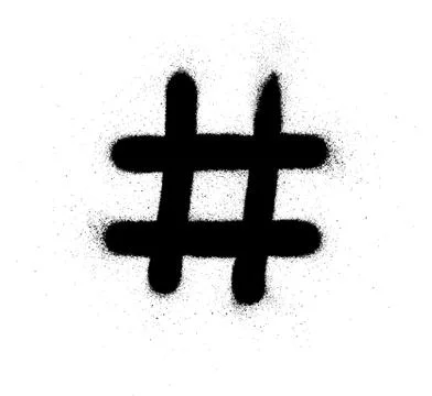 Graffiti hashtag symbol sprayed in black over white Stock Illustration