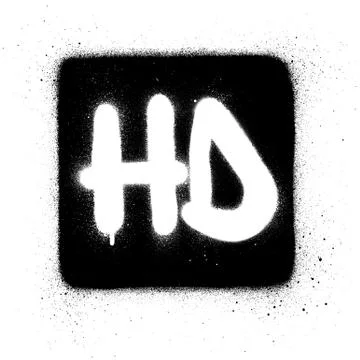 Graffiti HD abbreviation sprayed in white over black square Stock Illustration