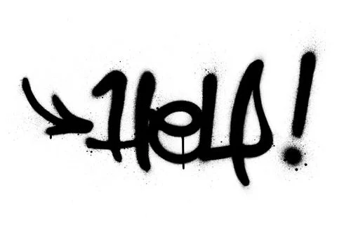 Graffiti help word sprayed in black over white Stock Illustration