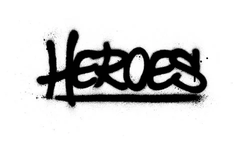 Graffiti heroes word sprayed in black over white Stock Illustration