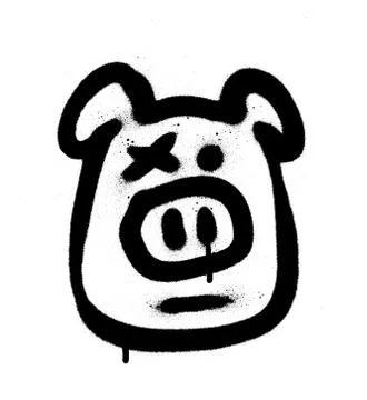 Graffiti hog sprayed in black on white Stock Illustration