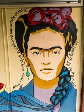 Graffiti in honor Frida Kahlo at the Universidad Austral de Chile in Valdivia Stock Photos