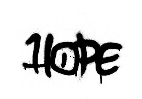 Graffiti hope word sprayed with leak in black on white Stock Illustration