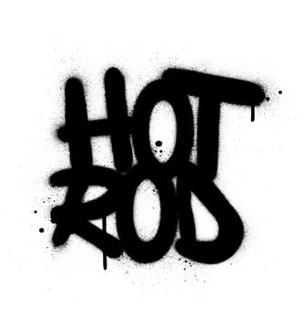 Graffiti hot rod text sprayed in black over white Stock Illustration