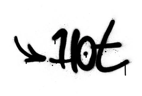Graffiti hot word sprayed in black over white Stock Illustration
