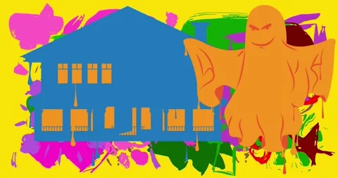 Graffiti House and Ghost animation Stock Footage 288264932