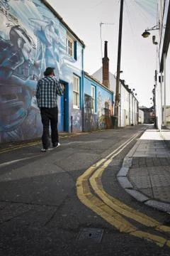 Graffiti on a house wall Stock Photos