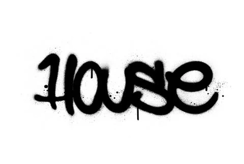 Graffiti house word sprayed in black over white Stock Illustration