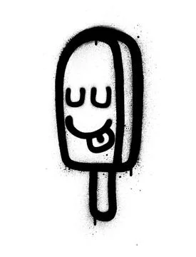 Graffiti hungry ice cream sprayed in black over white Illustrazione stock
