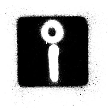 Graffiti I font sprayed in white over black square Stock Illustration