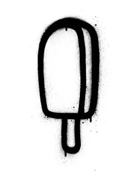 Graffiti ice cream sprayed in black over white Stock Illustration