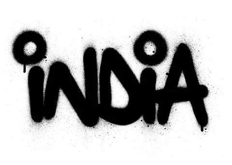 Graffiti India word sprayed in black over white Stock Illustration