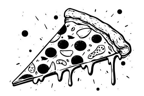 Graffiti-Inspired Pizza Icon: Hand-Drawn Slice Vector with Italian Flair. Stock Illustration