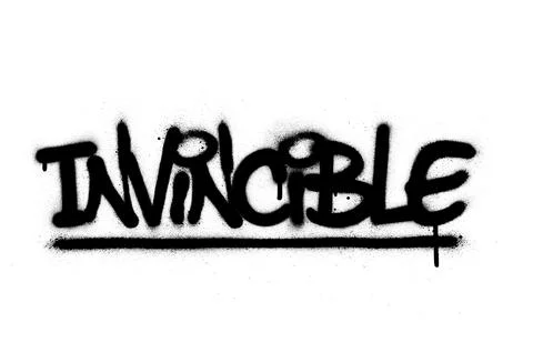 Graffiti invincible word sprayed in black over white Stock Illustration