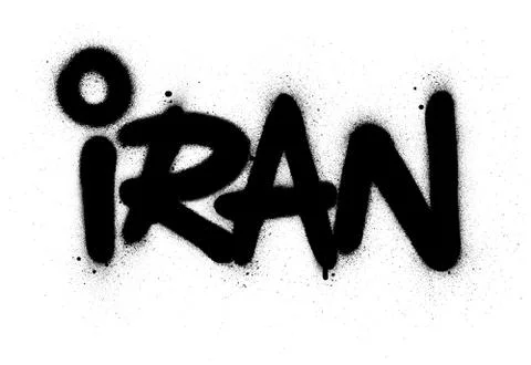 Graffiti Iran word sprayed in black over white Stock-Illustration