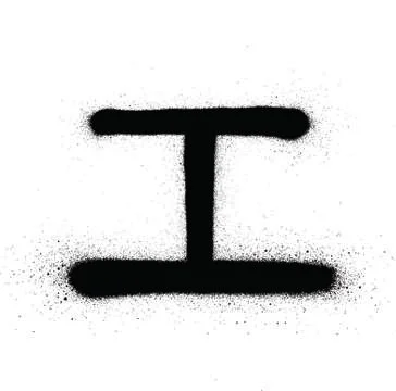Graffiti japanese E character sprayed in black over white Stock Illustration