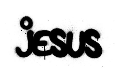 Graffiti jesus word sprayed in black over white Illustrazione stock