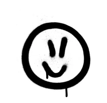 Graffiti jofull emoji sprayed in black on white Stock Illustration