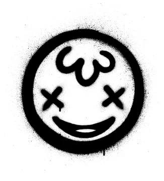 Graffiti joyful icon sprayed in black over white Stock Illustration