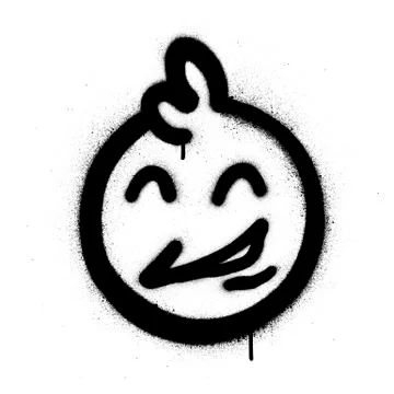 Graffiti joyful icon with sprayed in black over white Stock Illustration