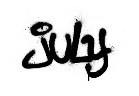Graffiti july word sprayed in black over white Stock Illustration