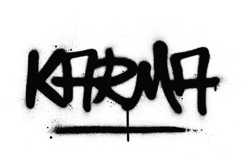Graffiti karma word sprayed in black over white Stock Illustration
