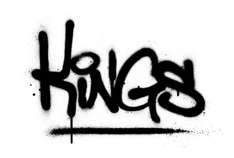 Graffiti kings word sprayed in black over white Stock Illustration