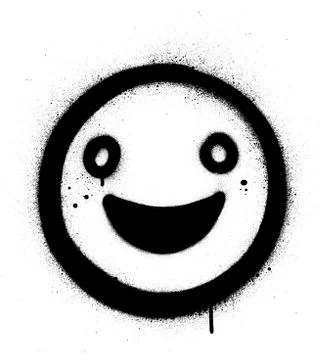 Graffiti laughing happy icon sprayed in black over white Stock Illustration
